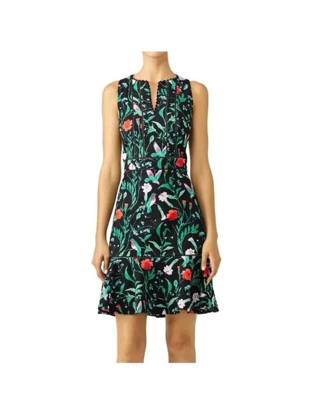 Kate Spade NY Women's Black Floral  Jardin Tile Jacquard Mini Dress Size 4 3867